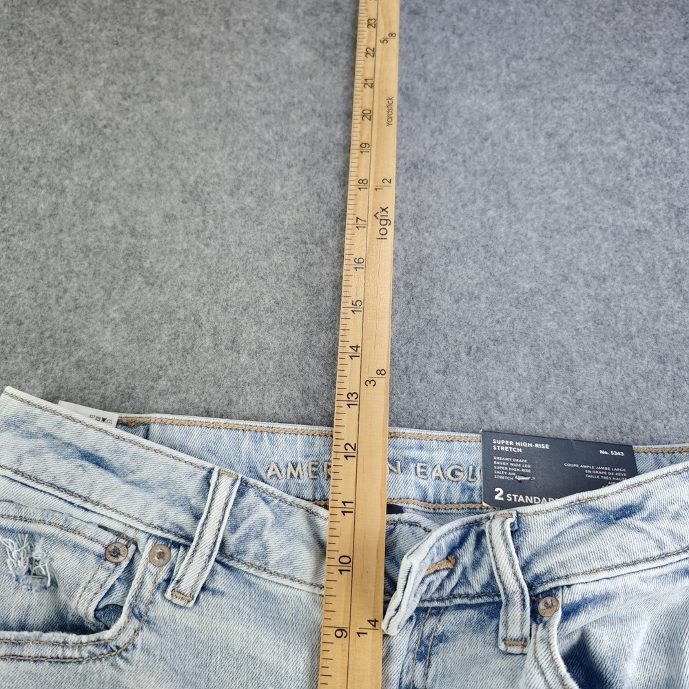 American Eagle Dreamy Drape Baggy Wide Leg Jeans Women's 2 Light Wash NWT - Picture 4 of 13